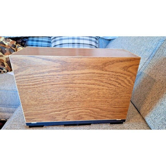 Vintage VHS Tape Faux Wood Two Drawer Storage Cabinet Case Organizer 16 VHS - Picture 5 of 5